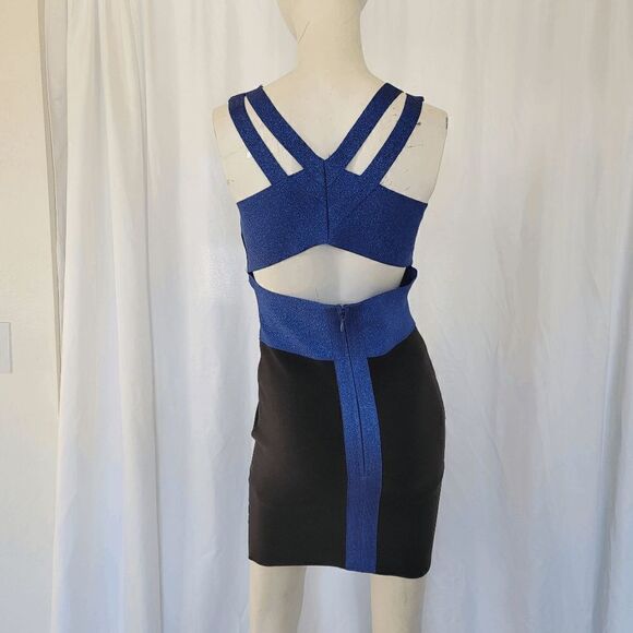Fora metallic blue black bandage dress size L - Picture 7 of 7